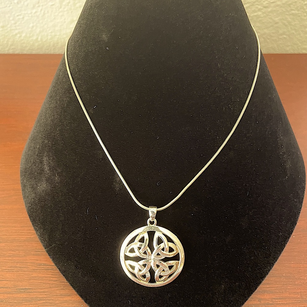 Trinity Celtic knot circle pendant